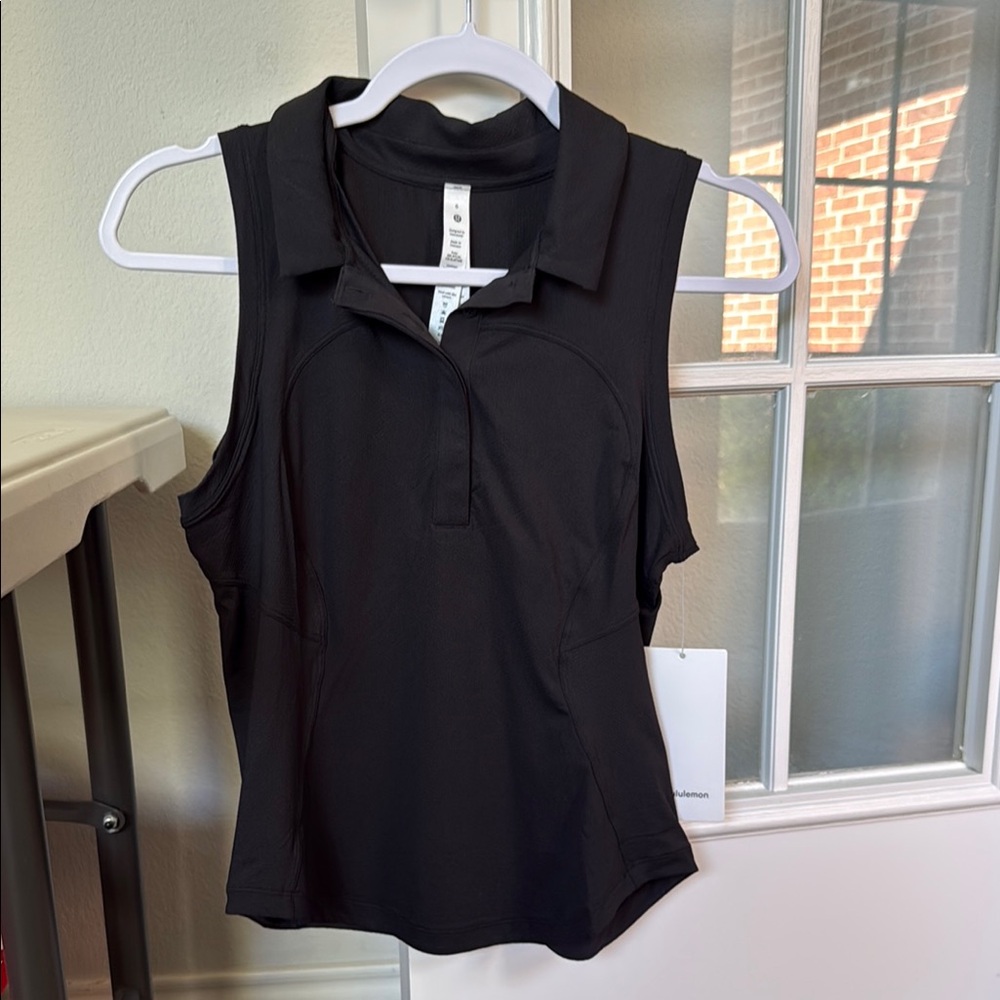 Brand New Lululemon Black Sleeveless Golf Polo